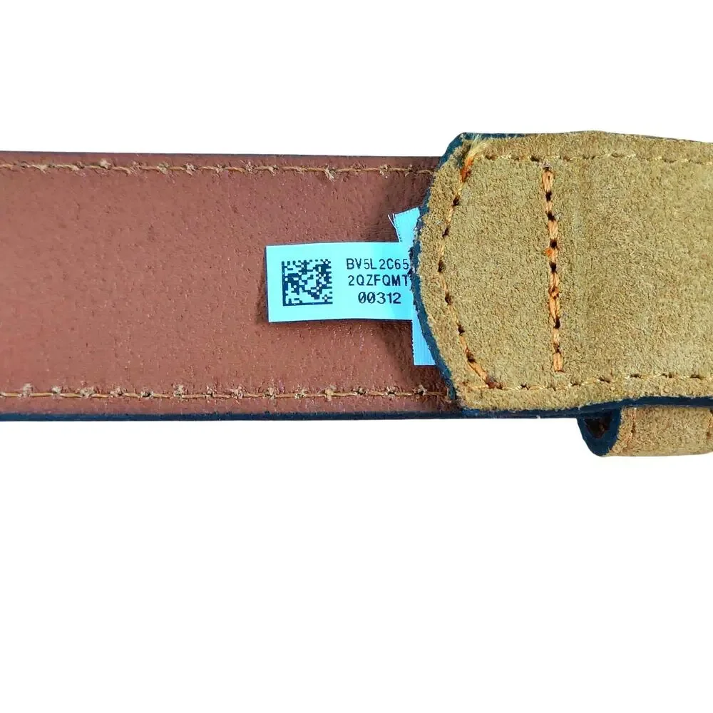 American Eagle Suede Leather Belt Brass Tone Buckle Tan Medium Unisex M Brown‎